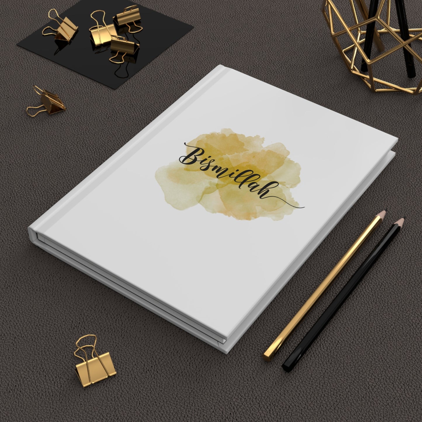 Bismillah Gold Watercolor Hardcover Journal — Islamic Notebook