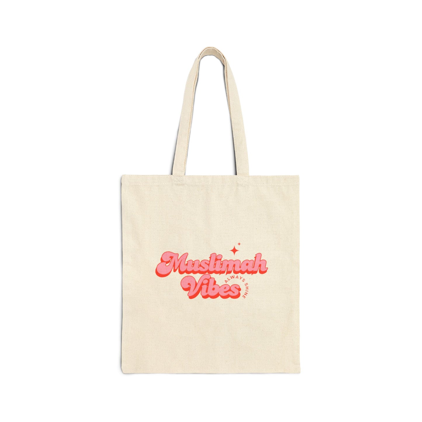 Tote Bag — "Muslimah Vibes" Pink Script Cotton Canvas Tote