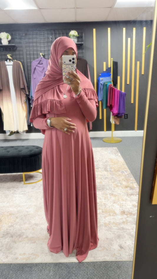 Pink Ruffle Hijab & Aline Set