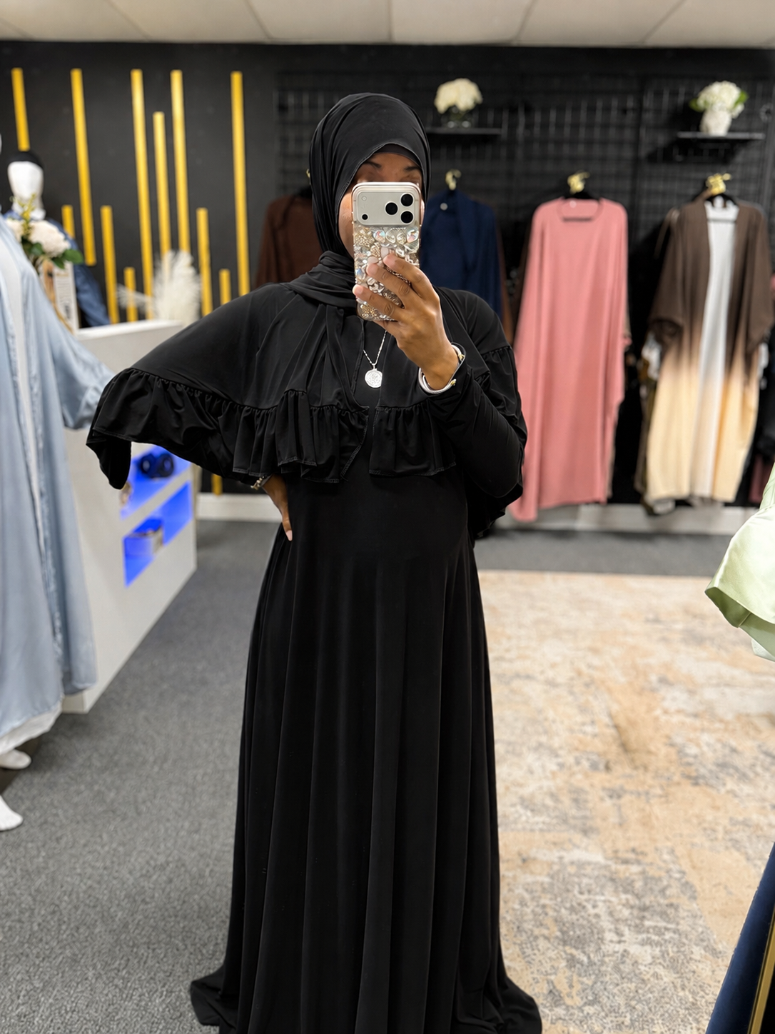 Black Ruffle Hijab & Aline