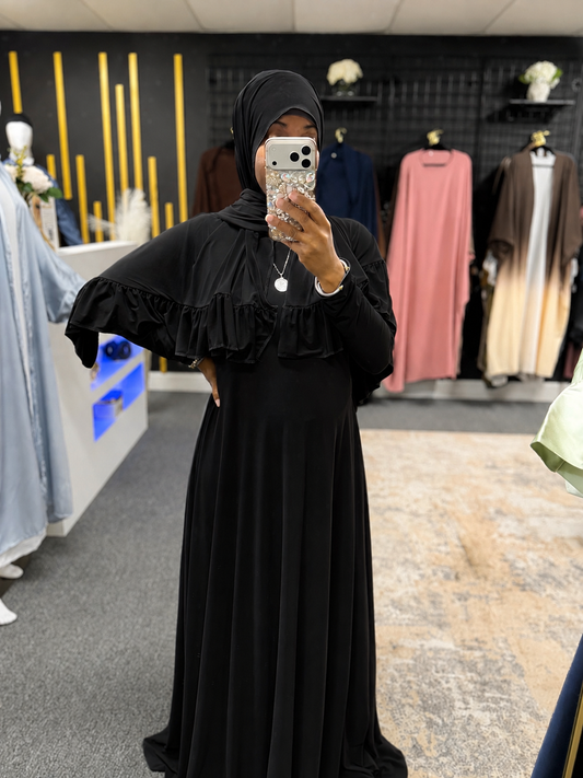 Black Ruffle Hijab & Aline
