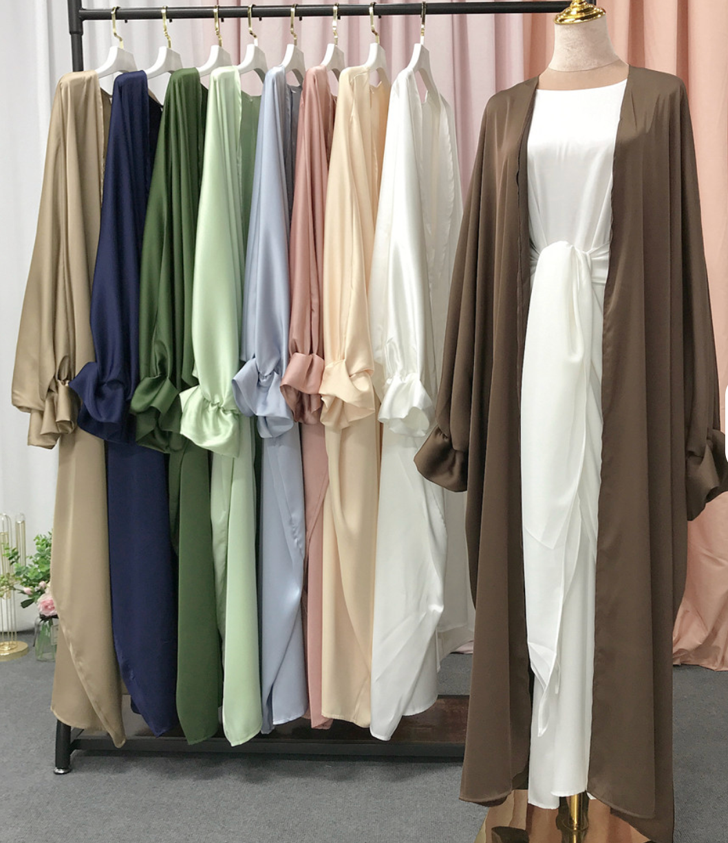Silk Ruffle Sleeve Duster